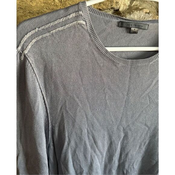Men's Grey John Varvatos Tight Knit Pure Wool Long Sleeve Pullover Crew Neck M - Picture 2 of 6